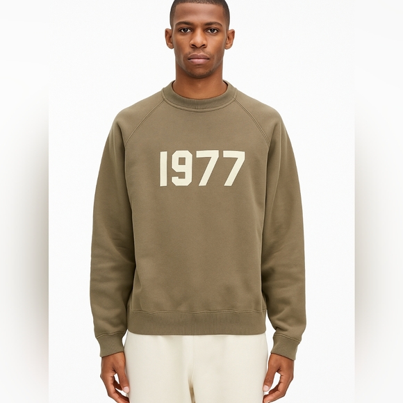 Essentials Fear Of God Tan 1977 Crew Neck Sweater 100% Cotton Size US XL - Picture 1 of 14